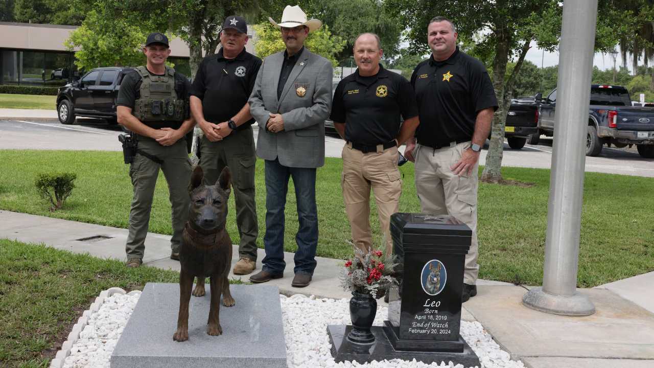 Marion County Sheriff's Office installs statue honoring K-9 Leo — WESH 2 Orlando